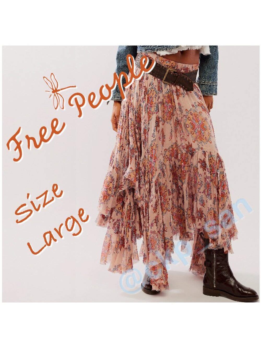 NWT Free People FP One Clover Printed Skirt Sz L